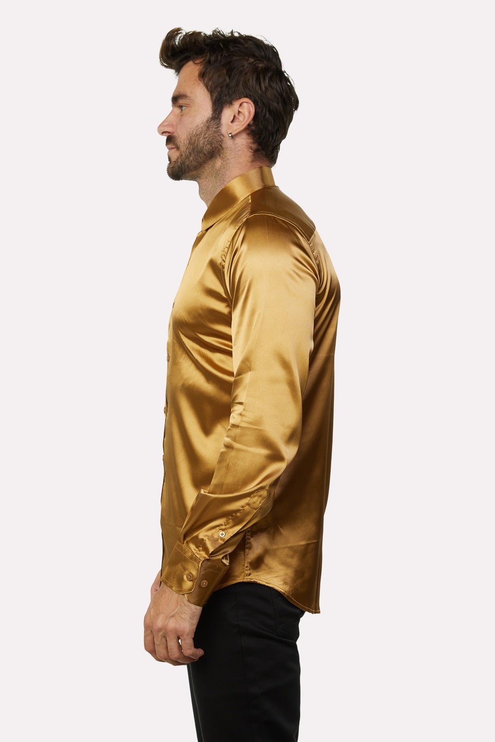 gold dress shirts for men Barry. Wang Mens Paisley Shirt Blue 70s Disco Long Sleeve B black dress shirts Men's shirts - 5bulouz |