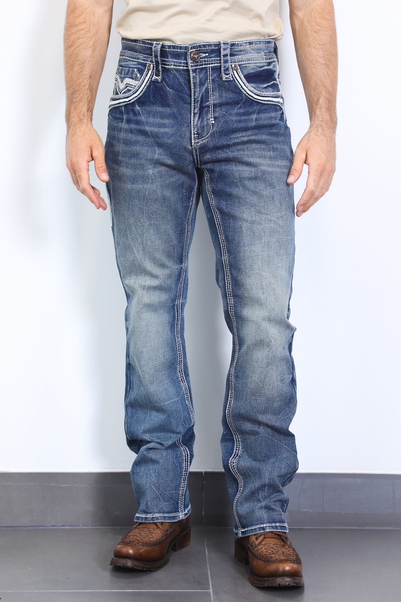 Men's Slim Boot Cut Triple Stitch Denim Pants | 5bulouz