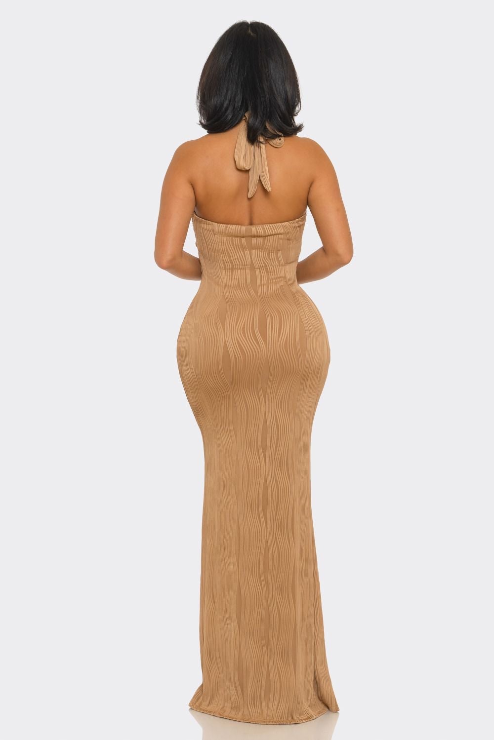 sachin and babi light blue dress A Summer Event Halter Dress Clearance Final Sale Black & Taupe / Small main image 1